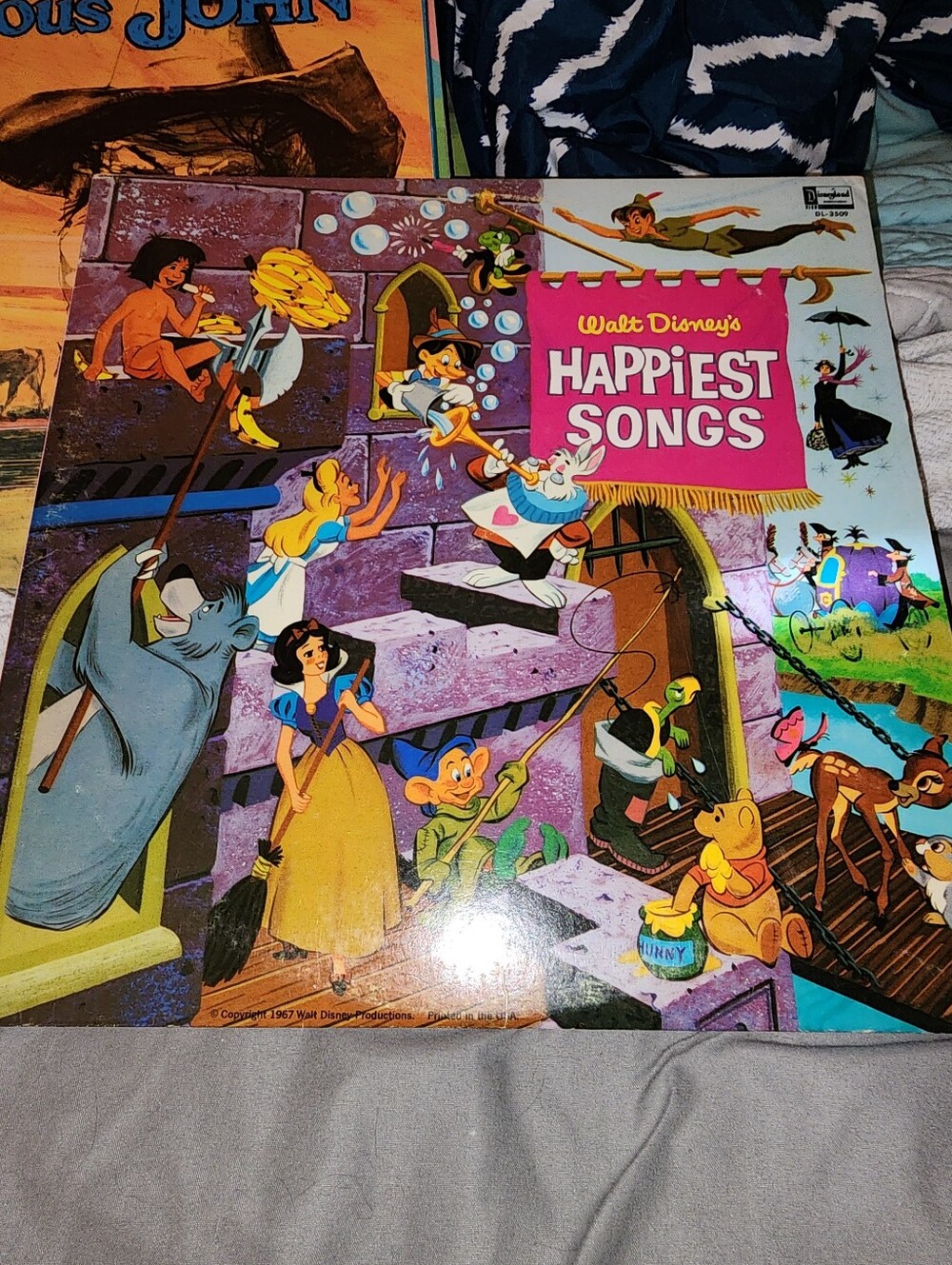Disney Vinyl Collector Album Cover –Happiest Songs - Blue, Yellow, Pink, Green,
